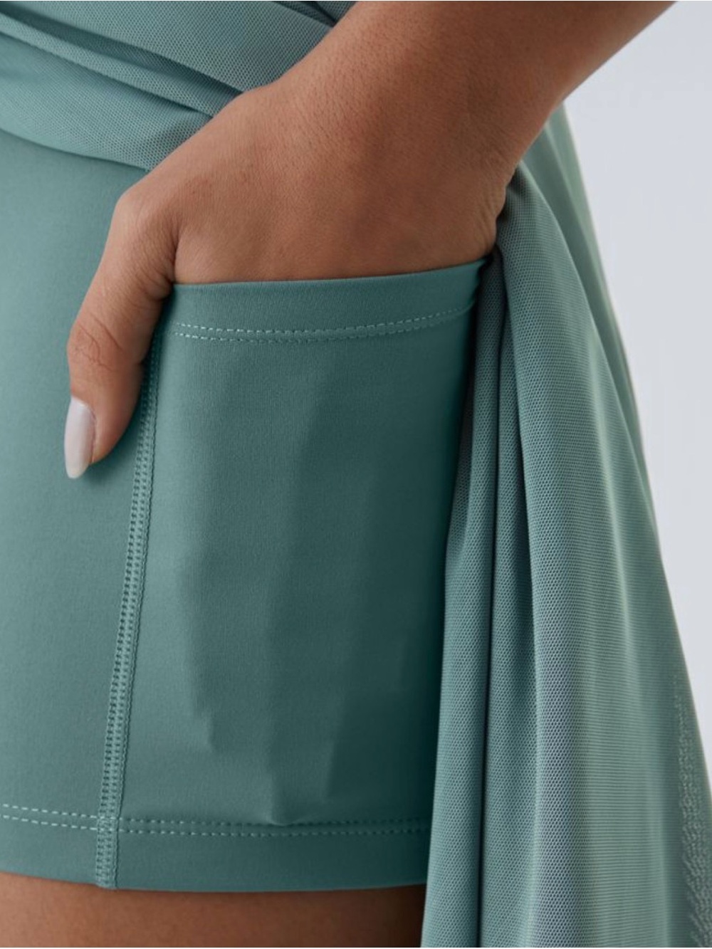 HALARA Seafoam Drawstring Midi Skirt With Shorts - Picture 3 of 6